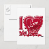 Carte Postale I Love My Baby rouge - coeur (Devant / Derrière)