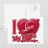 Carte Postale I Love My BFFs rouge - coeur (Devant / Derrière)