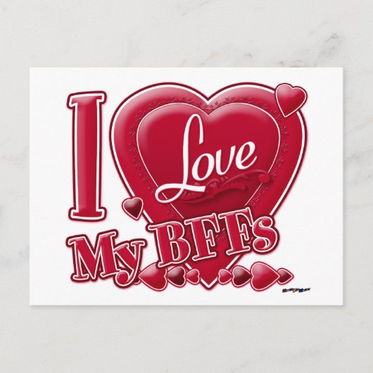 Carte Postale I Love My BFFs rouge - coeur (Devant)