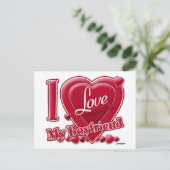 Carte Postale I Love My Boyfriend rouge - coeur (Debout devant)