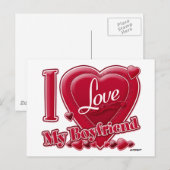 Carte Postale I Love My Boyfriend rouge - coeur (Devant / Derrière)
