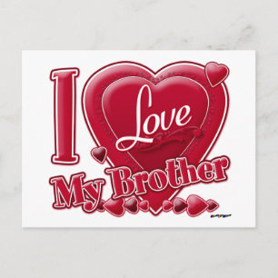 Carte Postale I Love My Brother rouge - coeur