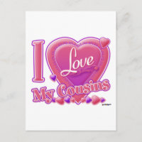 I Love My Cousins rose/violet - coeur