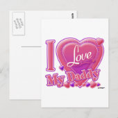 Carte Postale I Love My Daddy rose/violet - coeur (Devant / Derrière)