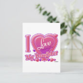 Carte Postale I Love My Daughter rose/violet - coeur (Debout devant)