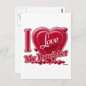 Carte Postale I Love My Daughter rouge - coeur (Devant / Derrière)