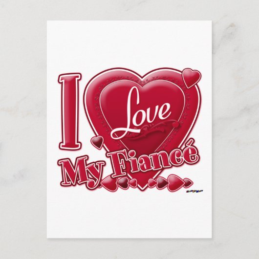 Carte Postale I Love My Fiance red - coeur (Devant)