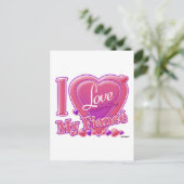 Carte Postale I Love My Fiance rose/violet - coeur (Debout devant)