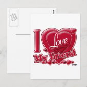 Carte Postale I Love My Friend rouge - coeur (Devant / Derrière)