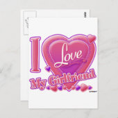 Carte Postale I Love My Girlfriend rose/violet - coeurs (Devant / Derrière)