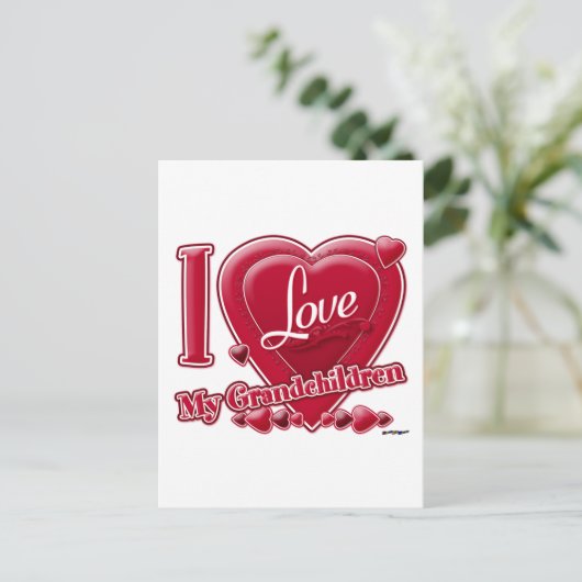 Carte Postale I Love My Grandchildren coeur rouge (Debout devant)