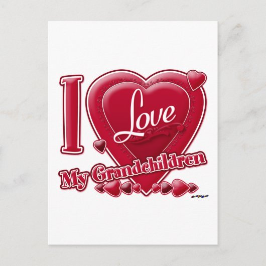 Carte Postale I Love My Grandchildren coeur rouge (Devant)