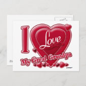 Carte Postale I Love My Great Grand-pa rouge - coeur (Devant / Derrière)