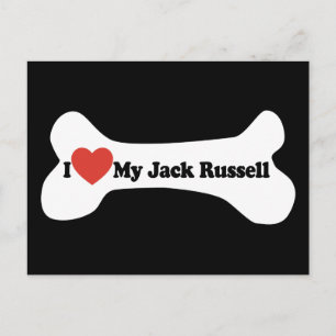 Carte Postale I Love My Jack Russell - Chien Bone