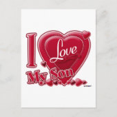 Carte Postale I Love My Son rouge - coeur (Devant)