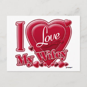 Carte Postale I Love My Wifey rouge - coeur