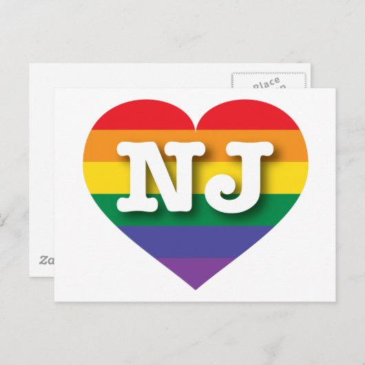 Carte Postale I Love New Jersey Rainbow Heart (Devant / Derrière)