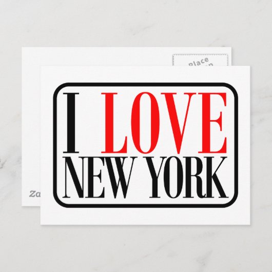 Carte Postale I Love New York Design (Devant / Derrière)