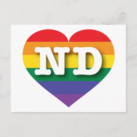Carte Postale I Love North Dakota Rainbow Heart (Devant)