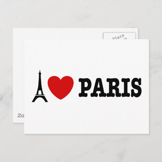 Carte Postale I Love Paris (Devant / Derrière)