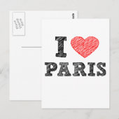 Carte Postale I Love Paris Sketch (Devant / Derrière)
