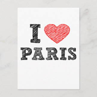 Carte Postale I Love Paris Sketch