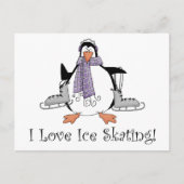 Carte Postale I Love Patinage sur glace Penguin Tee - shirts et (Devant)