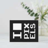 Carte Postale I Love Pixels, design geek, art des pixels (Debout devant)