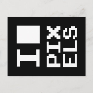 Carte Postale I Love Pixels, design geek, art des pixels