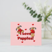 Carte Postale I Love Puppies Tshirts et cadeaux (Debout devant)