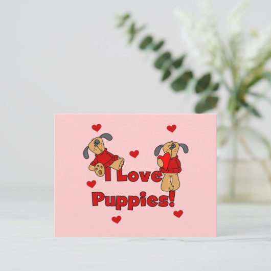 Carte Postale I Love Puppies Tshirts et cadeaux (Debout devant)
