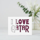 Carte Postale I Love Qatar Typographie mignonne coeur dans le te (Debout devant)