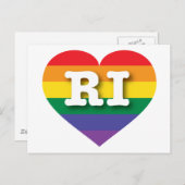 Carte Postale I Love Rhode Island Rainbow Heart (Devant / Derrière)