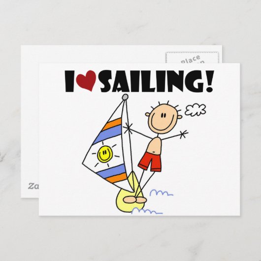 Carte Postale I Love Sailing T-shirts et cadeaux (Devant / Derrière)