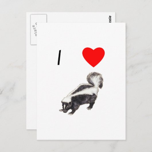 Carte Postale I Love Skunks (2) (Devant / Derrière)