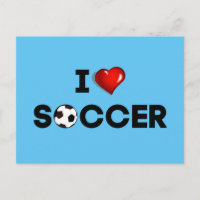 I Love Soccer, texte noir avec coeur rouge