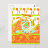 Carte Postale I Love Surf : Belle Florale avec Cool Texte Art (Devant / Derrière)