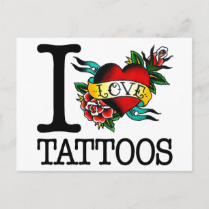 Carte Postale i love tattoos tattoo inked tat design