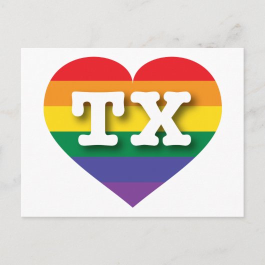 Carte Postale I Love Texas Rainbow Heart (Devant)
