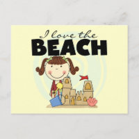 I Love the Beach Brunette Girl Tshirts and Gifts