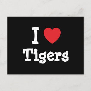 Carte Postale I love Tigers heart custom personalized