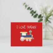 Carte Postale I Love Trains Tshirts et cadeaux (Debout devant)