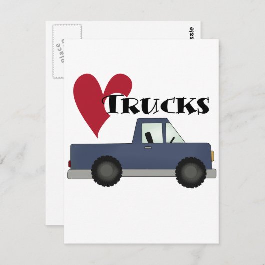 Carte Postale I Love Trucks T-shirts et cadeaux (Devant / Derrière)
