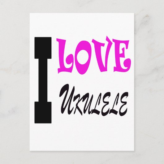 Carte Postale I Love ukulele (Devant)