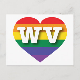 Carte Postale I Love West Virginia Rainbow Heart