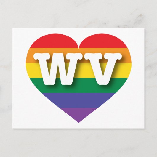 Carte Postale I Love West Virginia Rainbow Heart (Devant)