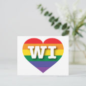 Carte Postale I Love Wisconsin Rainbow Heart (Debout devant)