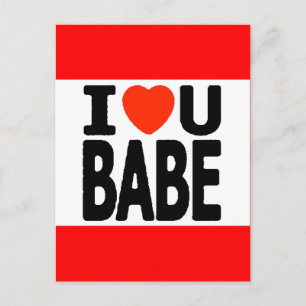 Carte Postale I LOVE You Babe coeur rouge relations de datation