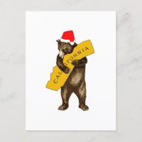 I Love You California Bear with Santa Hat