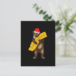 Carte Postale I Love You California Bear with Santa Hat